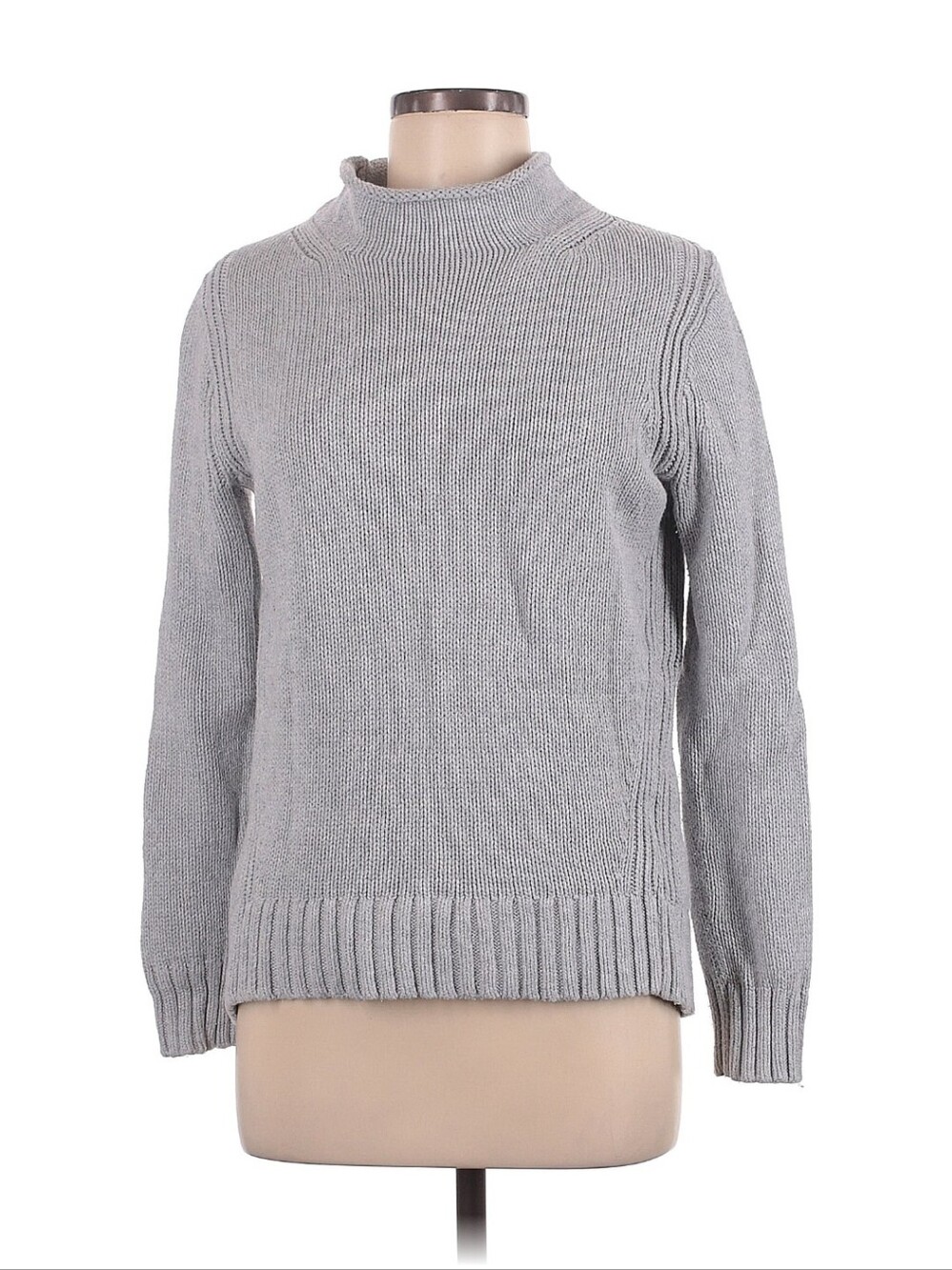 J. Crew Women's Light Gray Roll Neck Cotton Sweater Size M